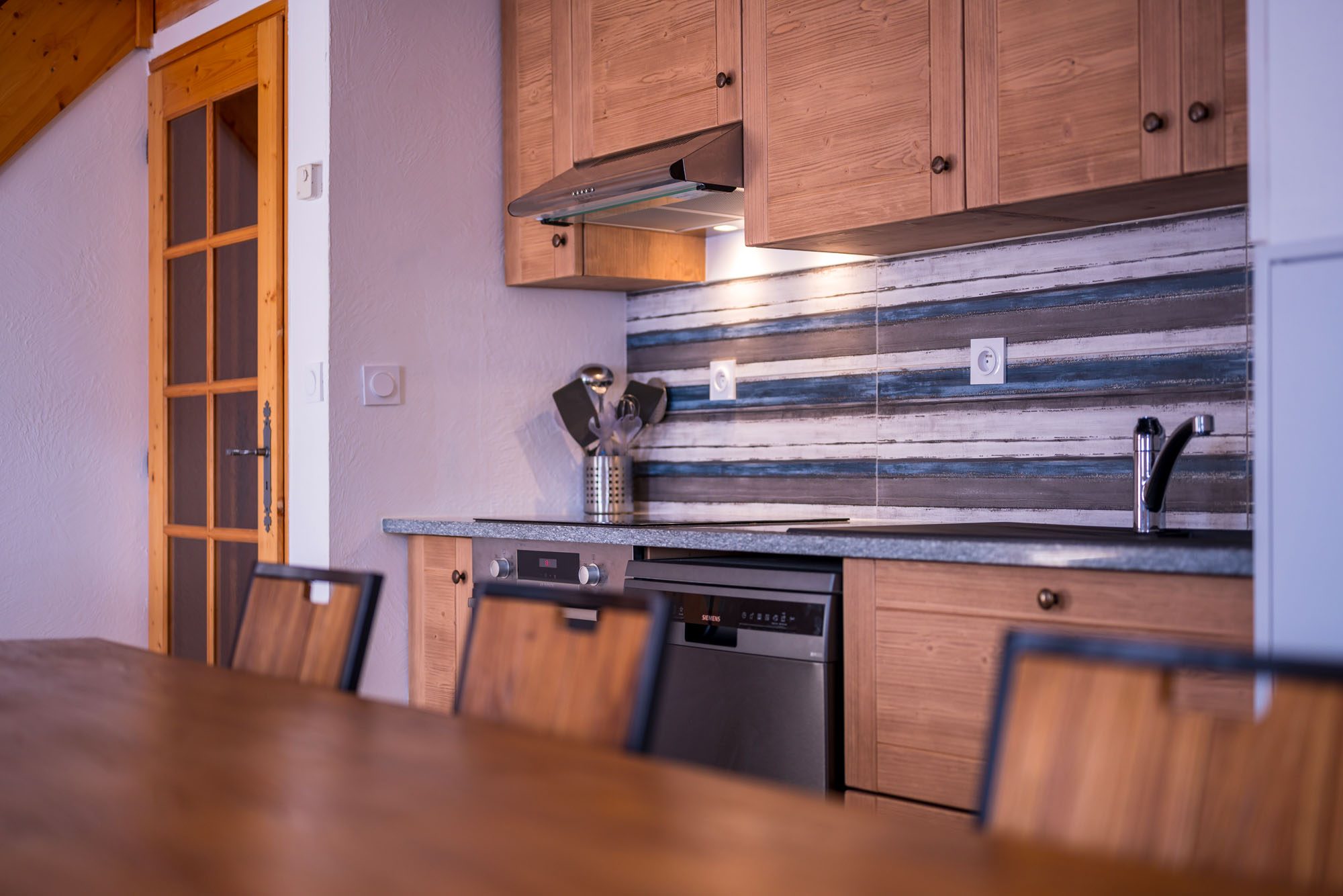 Dining table with kitchen